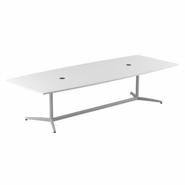 Shop Bush Furniture for you 120W x 48D Boat Shaped Conference Table with Metal Base 02 99TBM120WHSVK  color white