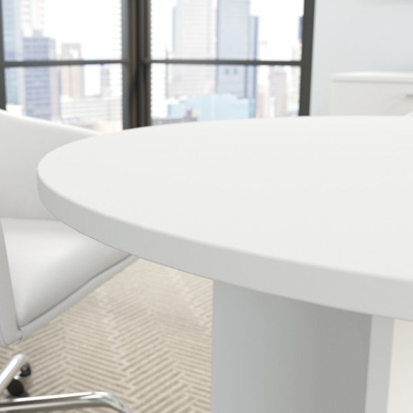 Shop Bush Furniture for you 42W Round Conference Table with Wood Base 07 99TB42RWH  color white