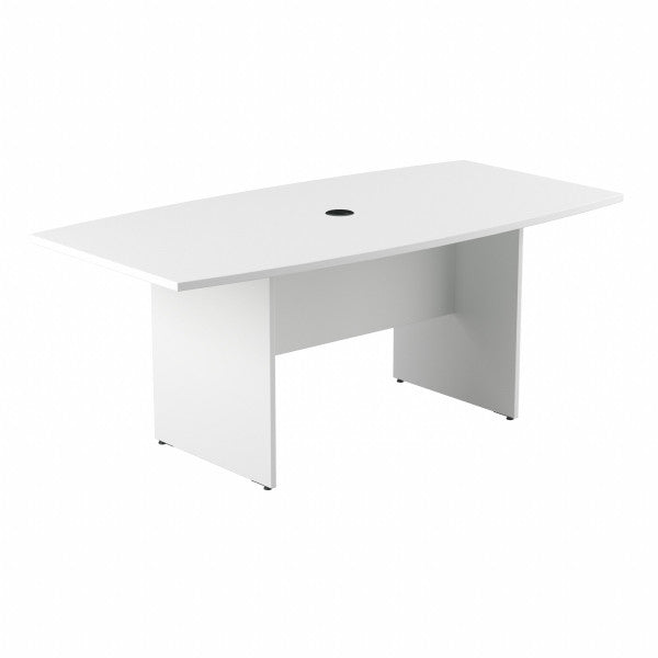 Shop Bush Furniture for you 72W x 36D Boat Shaped Conference Table with Wood Base 02 99TB7236WH  color white