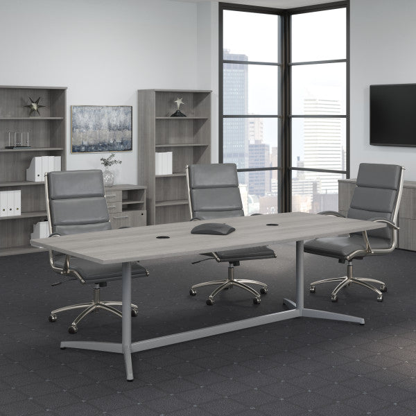 Shop Bush Furniture for you 96W x 42D Boat Shaped Conference Table with Metal Base 01 99TBM96PGSVK  color platinum gray