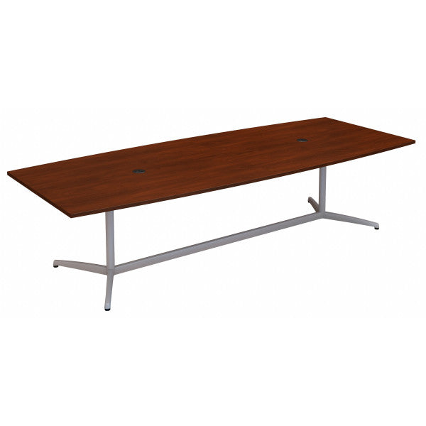 Shop Bush Furniture for you 96W x 42D Boat Shaped Conference Table with Metal Base 02 99TBM96HCSVK  color hansen cherry