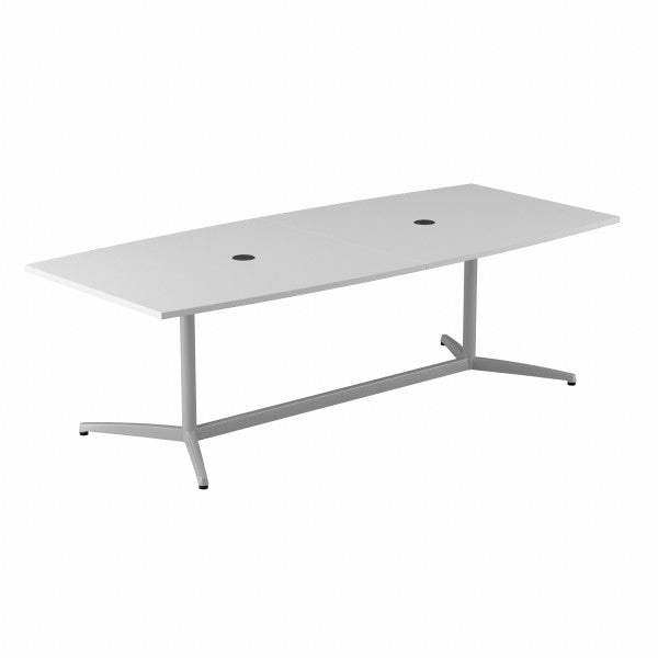 Shop Bush Furniture for you 96W x 42D Boat Shaped Conference Table with Metal Base 02 99TBM96WHSVK  color white