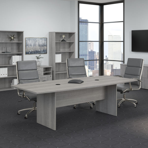 Shop Bush Furniture for you 96W x 42D Boat Shaped Conference Table with Wood Base 01 99TB9642PGK  color platinum gray