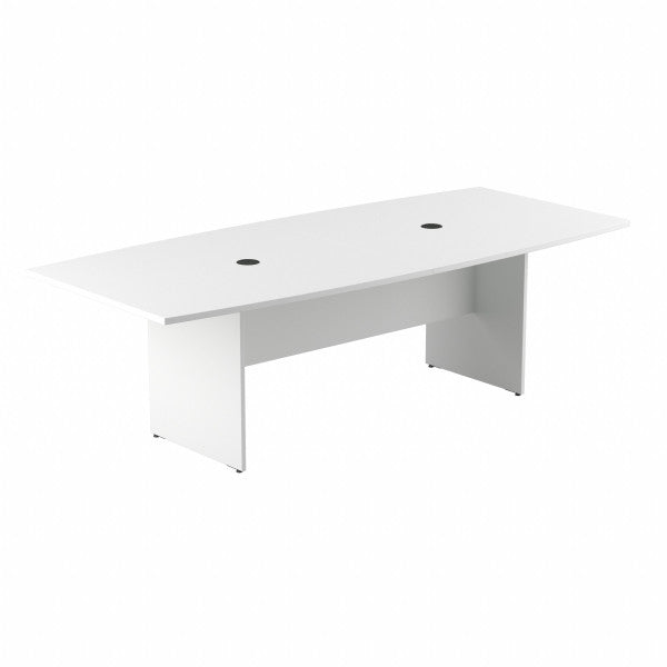 Shop Bush Furniture for you 96W x 42D Boat Shaped Conference Table with Wood Base 02 99TB9642WHK  color white