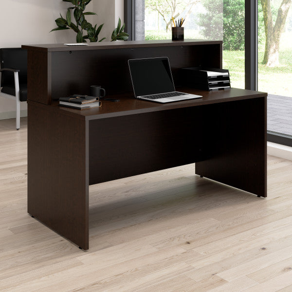 Shop Bush Furniture for you Arrive 60W x 30D Reception Desk with Shelf 01 ARV001MR  color mocha cherry