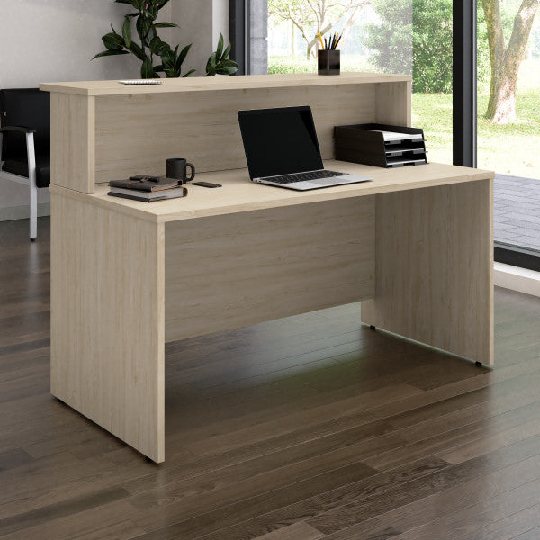 Shop Bush Furniture for you Arrive 60W x 30D Reception Desk with Shelf 01 ARV001NE  color natural elm