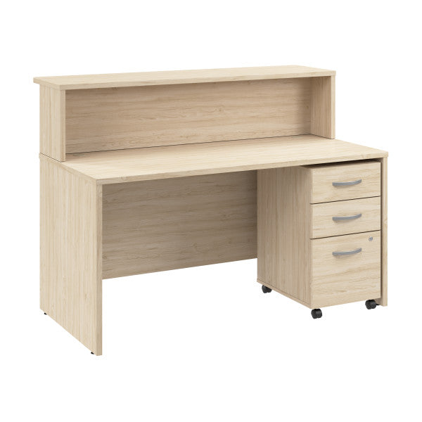 Shop Bush Furniture for you Arrive 60W x 30D Reception Desk with Shelf and Mobile File Cabinet 02 ARV002NE  color natural elm