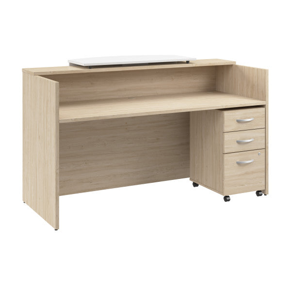 Shop Bush Furniture for you Arrive 72W x 30D Reception Desk with Counter and Mobile File Cabinet 02 ARV008NE  color natural elm