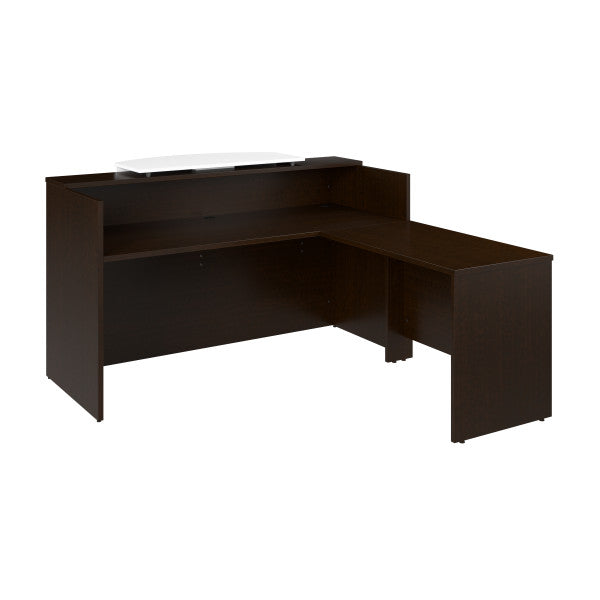 Shop Bush Furniture for you Arrive 72W x 72D L Shaped Reception Desk with Counter 02 ARV009MR  color mocha cherry