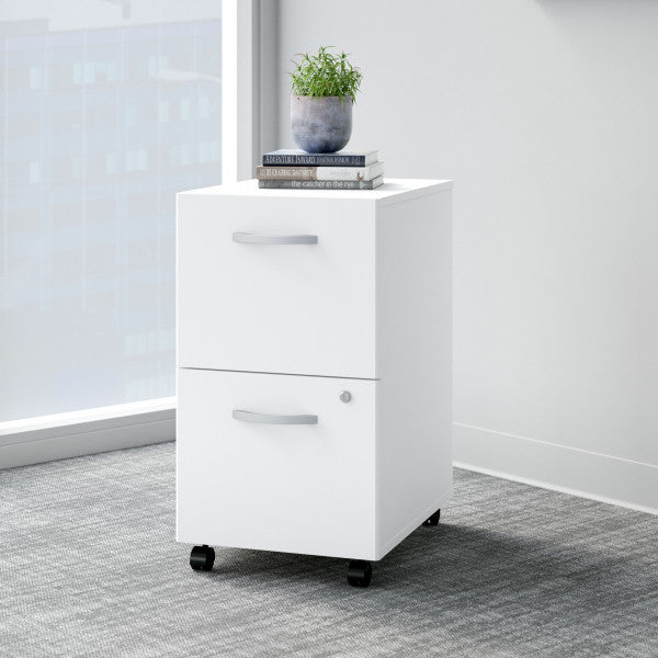 Shop Bush Furniture for you Easy Office 2 Drawer Mobile File Cabinet - Assembled 01 EO108WHSU  color white