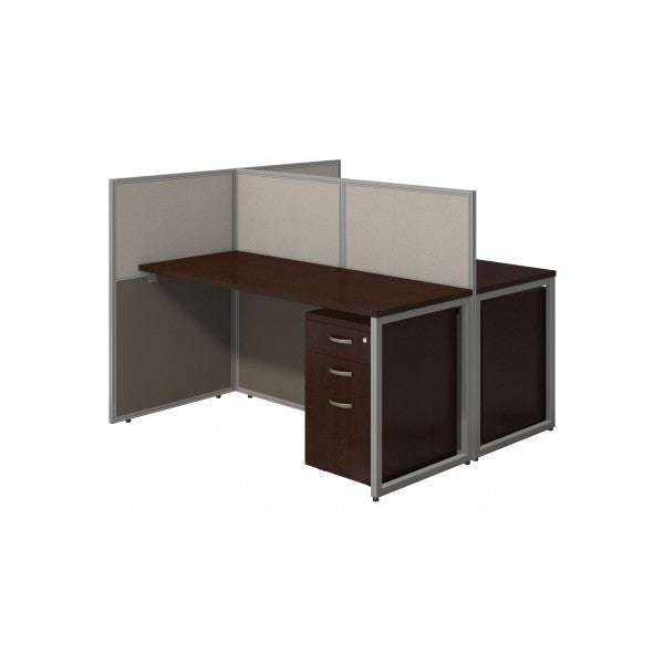 Shop Bush Furniture for you Easy Office 60W 2 Person Cubicle Desk with File Cabinets and 45H Panels 02 EOD460SMR-03K  color mocha cherry