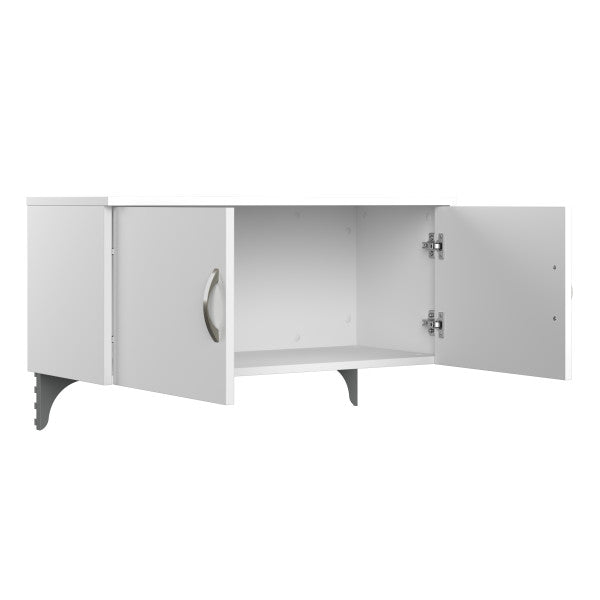 Shop Bush Furniture for you Easy Office 60W 2 Person Cubicle Desk with File Cabinets and 45H Panels 08 EOD460SWH-03K  color pure white silver gray fabric