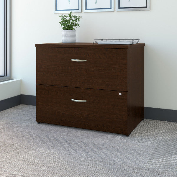 Shop Bush Furniture for you Easy Office Lateral File Cabinet 01 EO101MRSU  color mocha cherry