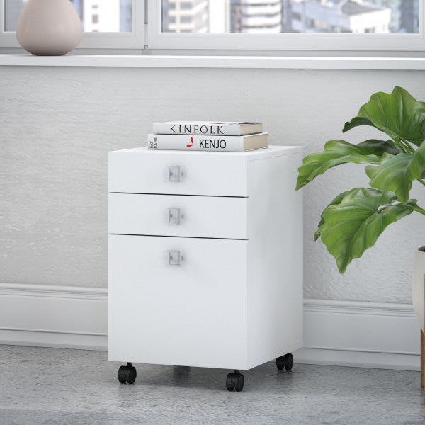 Shop Bush Furniture for you Echo 3 Drawer Mobile File Cabinet 01 KI60101-03  color pure white