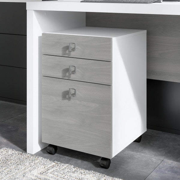 Shop Bush Furniture for you Echo 3 Drawer Mobile File Cabinet 01 KI60501-03  color pure white modern gray