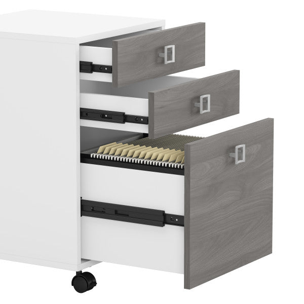 Shop Bush Furniture for you Echo 3 Drawer Mobile File Cabinet 07 KI60501-03  color pure white modern gray