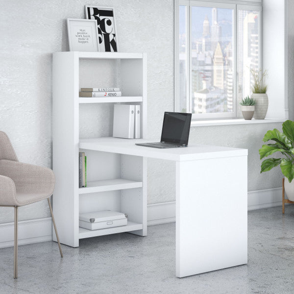 Shop Bush Furniture for you Echo 56W Bookcase Desk 01 KI60107-03  color pure white