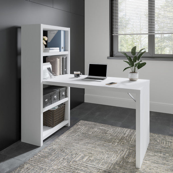 Shop Bush Furniture for you Echo 56W Bookcase Desk 01 KI60507-03  color pure white modern gray