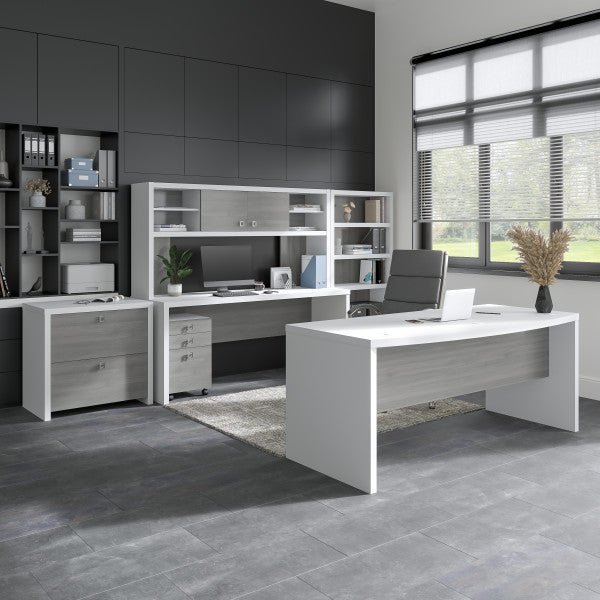 Shop Bush Furniture for you Echo 56W Bookcase Desk 06 KI60507-03  color pure white modern gray