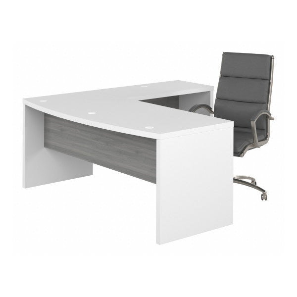 Shop Bush Furniture for you Echo 72W Bow Front L Shaped Desk and Chair Set 02 ECH058WHMG  color pure white modern gray