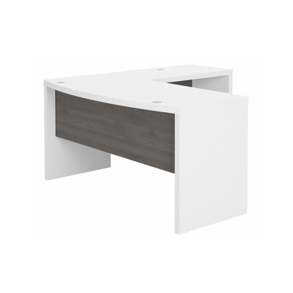 Shop Bush Furniture for you Echo L Shaped Bow Front Desk 02 ECH025WHMG  color pure white modern gray