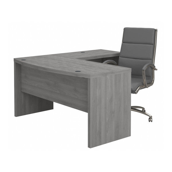 Shop Bush Furniture for you Echo L Shaped Bow Front Desk with High Back Chair 02 ECH034MG  color modern gray