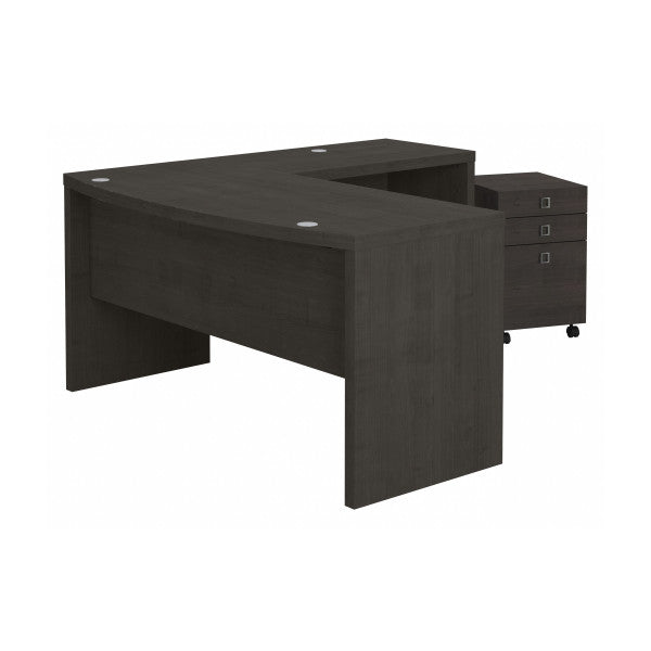 Shop Bush Furniture for you Echo L Shaped Bow Front Desk with Mobile File Cabinet 02 ECH007CM  color charcoal maple