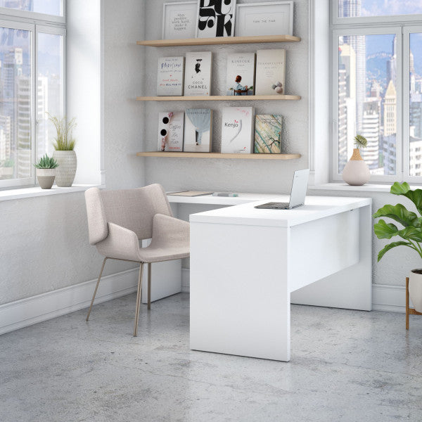 Shop Bush Furniture for you Echo L Shaped Desk 01 ECH026PW  color pure white