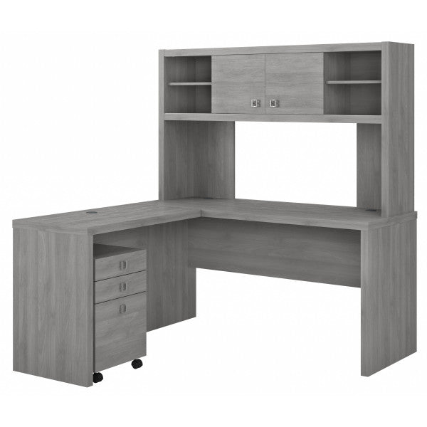 Shop Bush Furniture for you Echo L Shaped Desk with Hutch and Mobile File Cabinet 02 ECH009MG  color modern gray