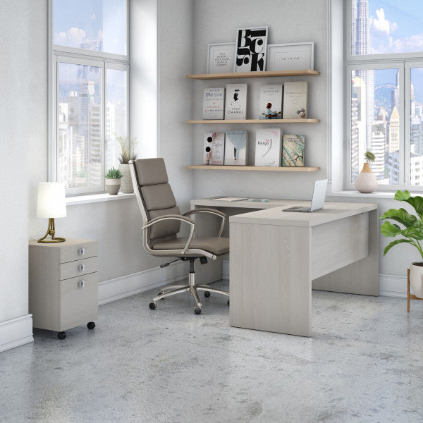 Shop Bush Furniture for you Echo L Shaped Desk with Mobile File Cabinet 01 ECH008GS  color gray sand