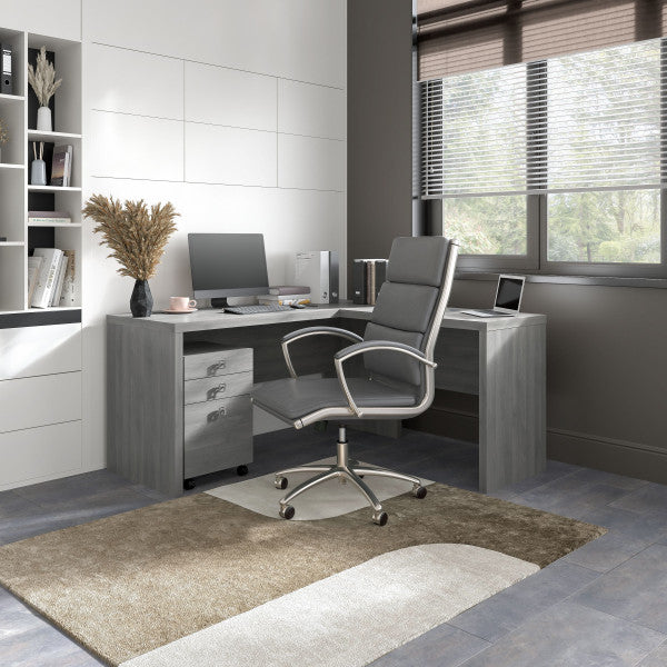 Shop Bush Furniture for you Echo L Shaped Desk with Mobile File Cabinet 01 ECH008MG  color modern gray