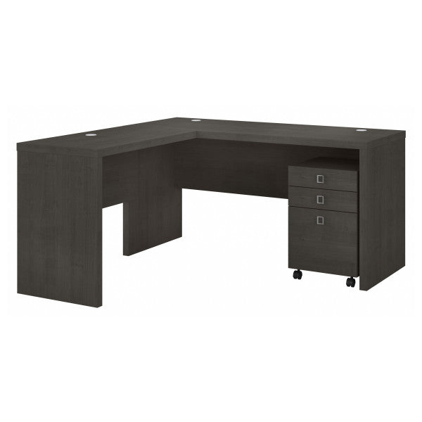 Shop Bush Furniture for you Echo L Shaped Desk with Mobile File Cabinet 02 ECH008CM  color charcoal maple