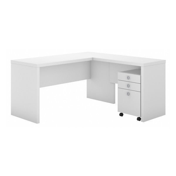 Shop Bush Furniture for you Echo L Shaped Desk with Mobile File Cabinet 02 ECH008PW  color pure white