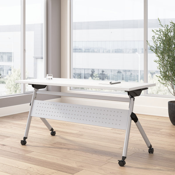 Shop Bush Furniture for you Envision 60W Folding Training Table 01 NVW160WHK  color white cool gray metallic