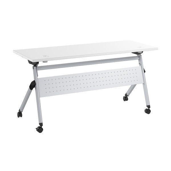 Shop Bush Furniture for you Envision 60W Folding Training Table with Powered Grommets 02 NVS009WH  color white cool gray metallic