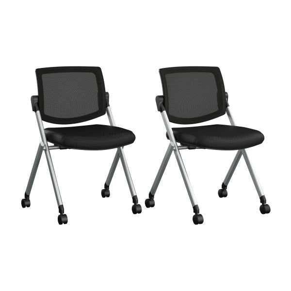 Shop Bush Furniture for you Envision Mesh Back Folding Chairs - Set of 2 02 CH4002BLF-03  color black nylon mesh