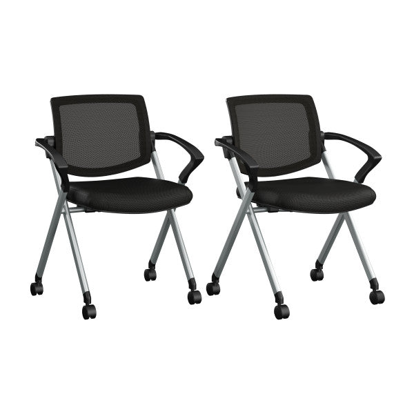 Shop Bush Furniture for you Envision Mesh Back Folding Chairs with Arms - Set of 2 02 CH4001BLF-03  color black nylon mesh