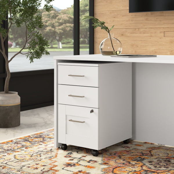 Shop Bush Furniture for you Hampton Heights 3 Drawer Mobile File Cabinet 01 HHF116WH  color white