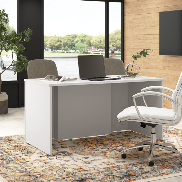 Shop Bush Furniture for you Hampton Heights 60W x 30D Executive Desk 03 HHD160WH  color white