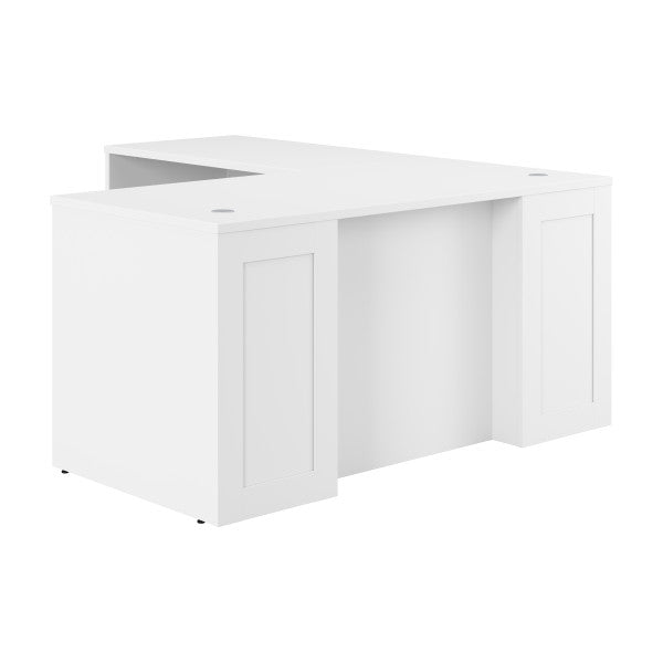 Shop Bush Furniture for you Hampton Heights 60W x 30D Executive L-Shaped Desk 02 HHD022WH  color white