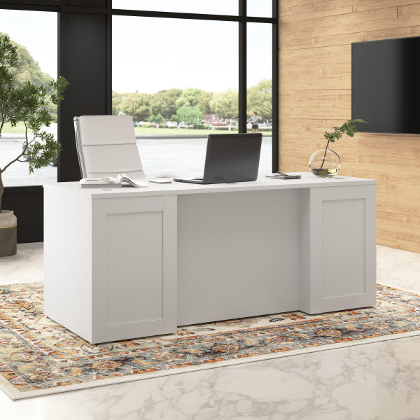 Shop Bush Furniture for you Hampton Heights 72W x 30D Executive Desk 01 HHD172WHK  color white