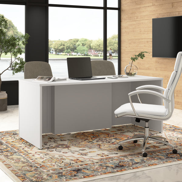 Shop Bush Furniture for you Hampton Heights 72W x 30D Executive Desk 03 HHD172WHK  color white