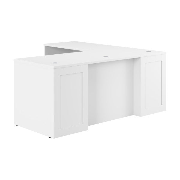 Shop Bush Furniture for you Hampton Heights 72W x 30D Executive L-Shaped Desk 02 HHD021WH  color white