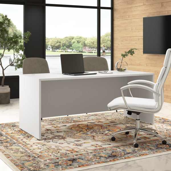 Shop Bush Furniture for you Hampton Heights 72W x 30D Office Desk 01 HHD372WH-Z  color white