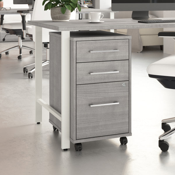 Shop Bush Furniture for you Hustle 3 Drawer Mobile File Cabinet 01 HUF116PG  color platinum gray