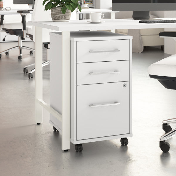 Shop Bush Furniture for you Hustle 3 Drawer Mobile File Cabinet 01 HUF116WH  color white