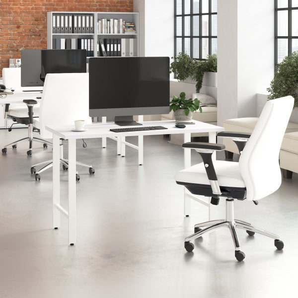 Shop Bush Furniture for you Hustle 48W x 24D Computer Desk with Metal Legs 01 HUD148WH  color white