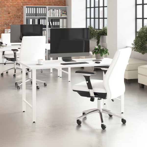 Shop Bush Furniture for you Hustle 60W x 30D Computer Desk with Metal Legs 01 HUD160WH  color white