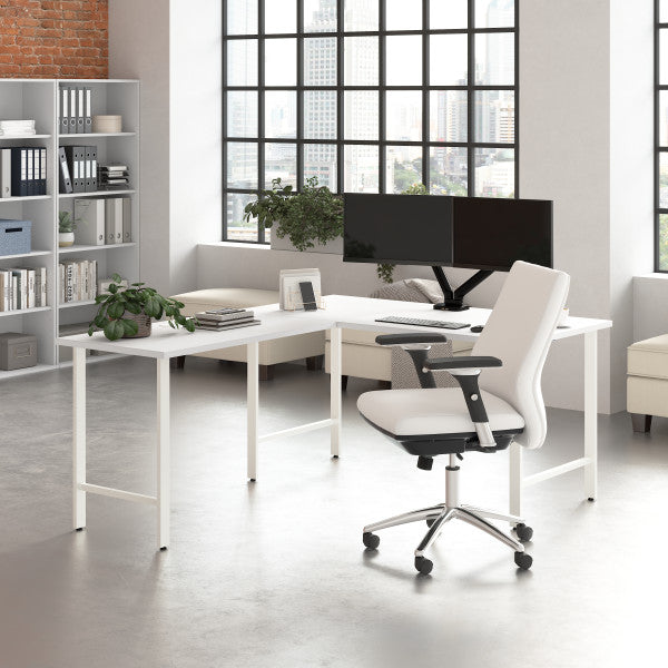 Shop Bush Furniture for you Hustle 60W x 30D Computer Desk with Metal Legs 05 HUD160WH  color white