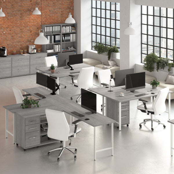 Shop Bush Furniture for you Hustle 60W x 30D L Shaped Computer Desk with Metal Legs 06 HUS003PG  color platinum gray